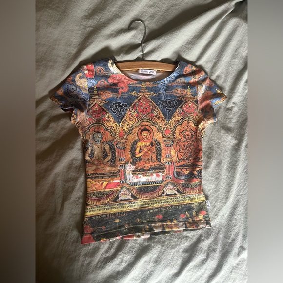 90s/Y2K Buddha Print ASO Gabrielle Union 10 Things I Hate About You baby tee - S - Picture 11 of 14